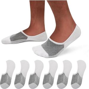 SIXDAYSOX No Show Socks Men 7 Pack Invisible Low Cut Non Slip Short Socks Size 10-13