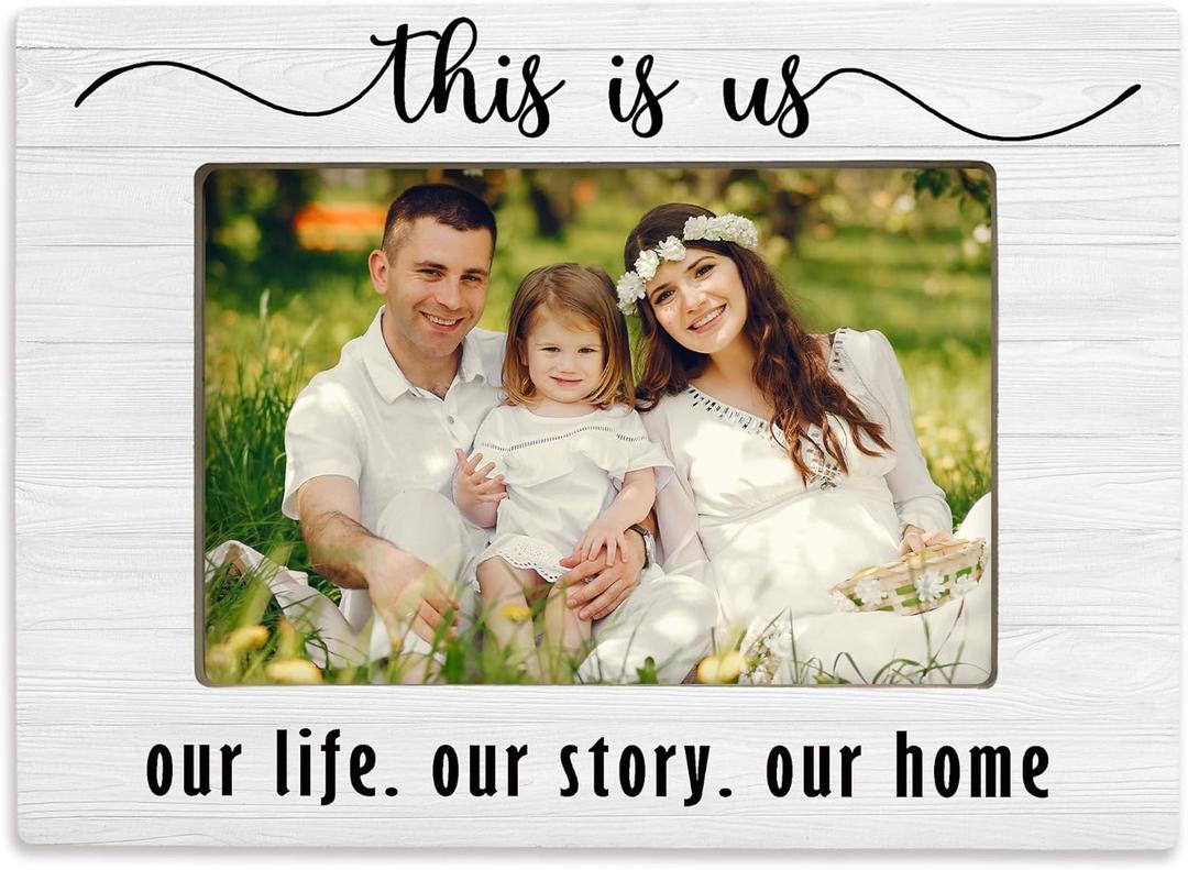 Family 4x6 Picture Frame, Family Reunion Gifts for Christmas Photo Frame, This Is Us Our Life Story Our Home Wooden Picture Frames for Wall or Tabletop Display
