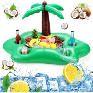 FillTouch Floating Drink Holder for Pool, Floating Cabana Bar, Hot Tub Drink Holder for Adults, Inflatable Pool Accessories(Coconut Tree)