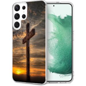 Compatible with Samsung Galaxy S21 Ultra Case - Retro Dusk Christian Cross Design Shockproof Soft TPU Cover Case for Women Girls Boys Men (image-10)