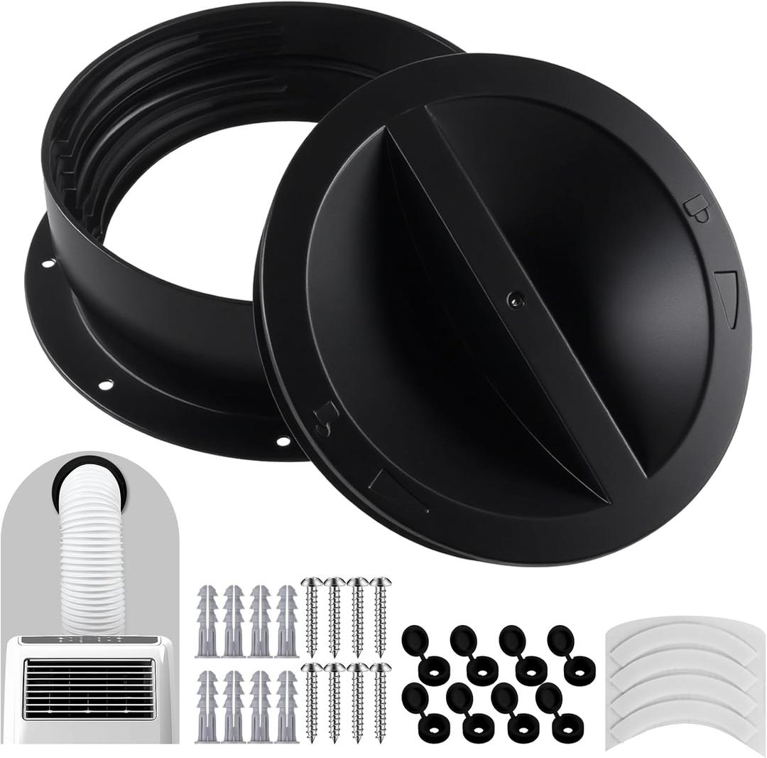 1 Set Black Dual Size Wall Mount Connector for Portable Ac Vent Ac Exhaust Hose Coupler for 6 and 6.5 Inches Hose Accessories Plug