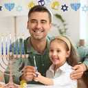 The Dreidel Company Dripless Premium Tapered Hand Decorated Multi Blue Frosted Hanukkah Candles, 45 Hanukkah Candles Premium Quality Wax, 1 Hour Burn Time