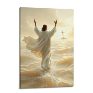 Jesus Canvas Wall Art He is resurrected Easter Christian Wall Decor Picture Pink Cherry Blossom Religious God Poster Print for Church Living Room Bedroom Decoration