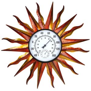 Indoor Outdoor Thermometer, Large Wall Thermometer Hygrometer No Need Battery, Easy to Read Decorative Outside Thermometer for Patio, Garden, No Require Batteries(Yellow)