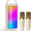 Mini Karaoke Machine for Kids and Adults, Portable Bluetooth 5.3 Karaoke Speaker with 2 Wireless Microphones, Popular Birthday Gifts for Girls Boys Age 3-12+, Singing Machine with Party Lights
