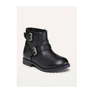 Faux-Leather Moto Boots for Toddler Girls 8