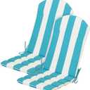 Goodgoods 20x50 Adirondack Chair Cushions 2-Pack, 30D Foam, Blue Stripes