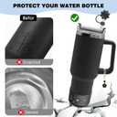 2 x Accessories for Stanley Cup,2Pcs Silicone Flower Straw Cover Caps 10mm Glitter Black Straw Toppers,1Pcs Cute Handle Charm and 1Pcs Bling Silicone Boot Sleeve for Stanley 30&40oz Tumbler