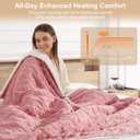 Heating Blanket Queen Size Electric Blanket - 84"x90" Dual Control Heated Blankets for Bed with 5 Heating Levels and 10 Hours Auto-Off, Soft Fluffy Sherpa Fleece, Warming Gifts for Grandma(Pink)