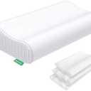 UTTU Cervical Pillow for Neck Strain Relief, Memory Foam Neck Pillow for Sleeping, Adjustable Orthopedic Sandwich Pillow, Contour Cooling for Side Back Stomach Sleeper, Queen(23.6"×14"×4.7"/3.9")