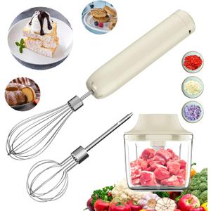 Cordless Hand Mixer, Electric Whisk, Hand Held Mini Mixers,Rechargeable Hand Mixer and Whisker,Food Chopper,Food Processor for Cooking, 4-Speed,10Oz