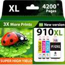 910XL Ink Cartridges for HP Printers Replacement for HP 910 910XL Ink Cartridges Combo Pack Work for HP OfficeJet Pro 8020 8025 8028 8035 8010 8015 8018 8022 Printers, 910XL Black and Color, 4 Pack