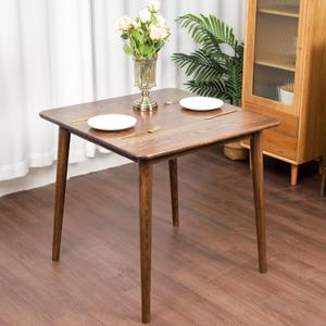 Square Dining Table 31.5“, Solid Wood Kitchen Table for Small Space, Mid-Century Modern Wooden Kitchen Dining Table, 31.5" L x 31.5" W x 29.5" H, Walnut
