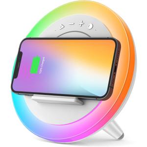 Bluetooth Speaker with Lights, Wireless Charging Speaker, Best Birthday Gift Ideas Teenage,Applicable for Bedroom/Teen Girl Gifts/Please use The Original Adapter(5W Wireless Charging)