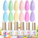 Born Pretty Pastel Gel Nail Polish Macaron Candy Sweet Color Gel Polish Spring Summer Gel Polish Nude Pink Yellow Purple Blue Green Colors Easter Collection Nail Art Gift Box 7ML 6PCS