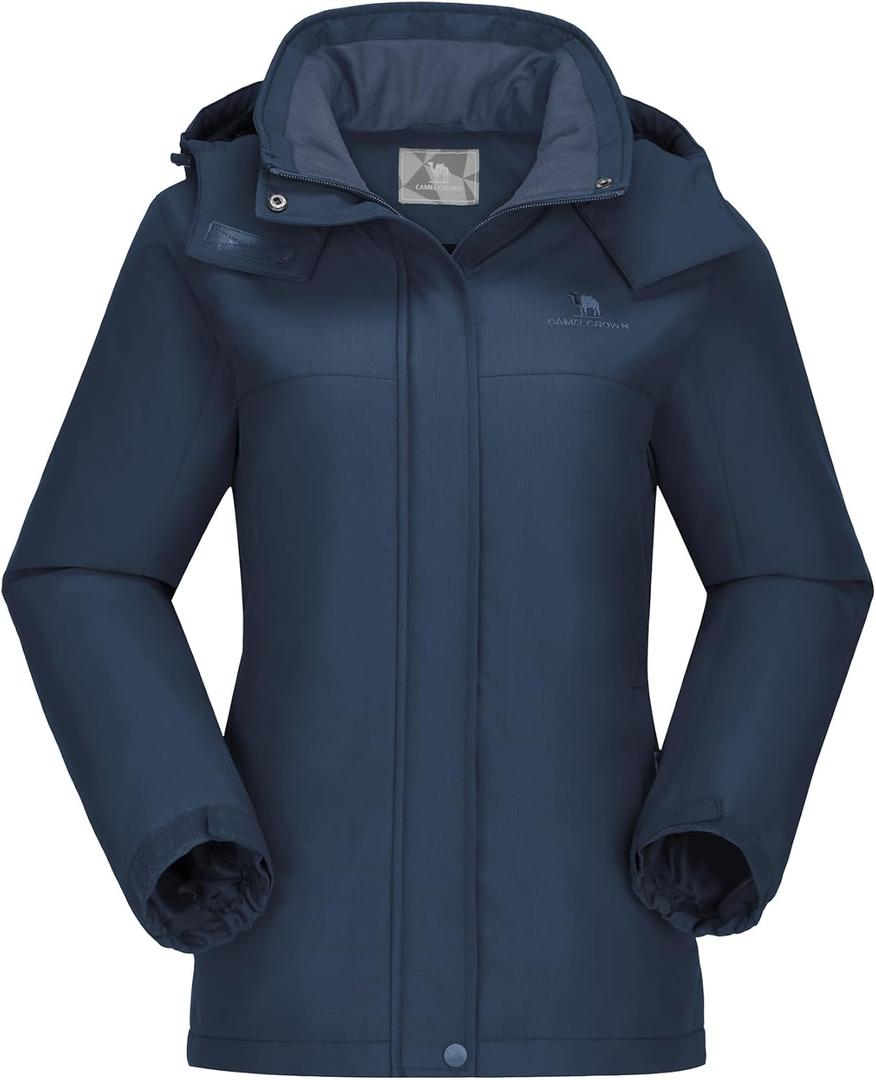 CAMEL CROWN Women's Ski Jacket Thicken Winter Snow Coat Warm Fleece Mountain Waterproof Female Jacket Hooded Windbreaker Blue S