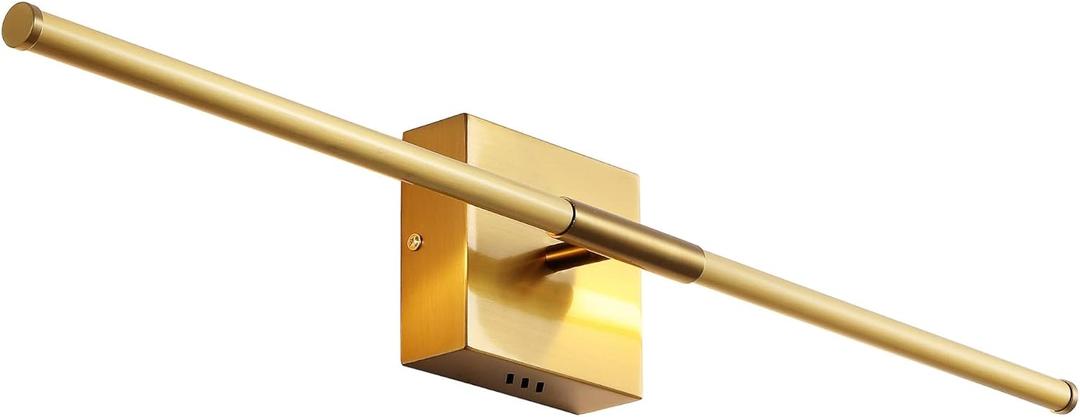 JONATHAN Y 28" Brass Gold Modern Dimmable Integrated LED Wall Sconce, Metal Vanity Light for Bathroom Mirror Bedroom Hallway, Sleek Hardwired Wall Lamp Fixture, 3000K (JYL7022B), Set of 1