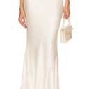 Aigeman Womens Elegant Silk Satin Maxi Skirt Elasticized High Waist Mermaid Fall Satin Skirts for Wedding Guest 469(S,Cream)