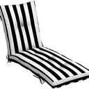 Arden Outdoor Plush Modern Tufted Chaise Cushion, 76 x 22, Rain-Proof, Fade Resistant, Tufted Cushion for Chaise Lounger Black Cabana Stripe