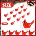 3 x Mini Cardinals Bird, 60 Pcs Resin Luminous Red Cardinal Bird Tiny Figurines for Miniature Garden Crafts Cake Lawn Micro Landscape Home Decor Tree Ornaments