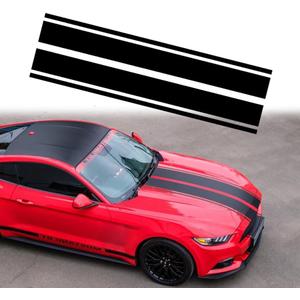 Car Hood Stripe Sticker Universal Auto Racing Stripes Body Side Decal Vinyl Stripe Sticker Accessories Modified Decoration for Car Vehicles (Black, 63 * 11'')