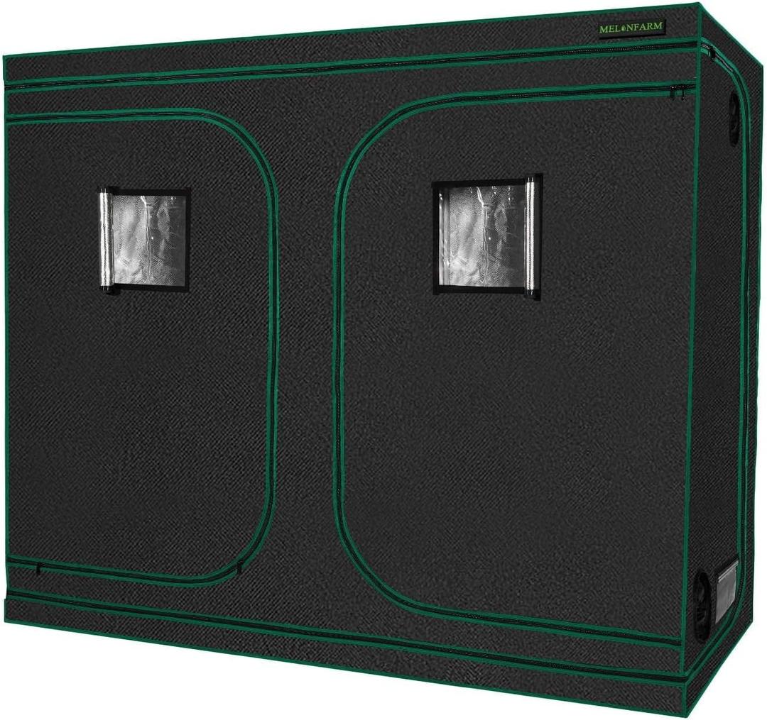 MELONFARM 4x8 Grow Tent, 96"x48"x80" High Reflective 600D Diamond Mylar Canvas with Observation Window and Floor Tray for Hydroponic Indoor Plant Growing
