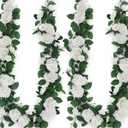 Pack of 2 Artificial Rose Garlands, 5.9 FT Flower Floral Vine for Wedding Arch Aisle Mantle Table Runner Centerpieces Backdrop Patio Decorations - White