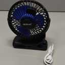 BESKAR Portable Clip on Fan Rechargeable, 4 Speeds Small Battery Operated Fans, USB Desk Fan with Strong Airflow, Sturdy Clamp Fans for Golf Cart Office Outdoor Travel Camping (Black Blue)