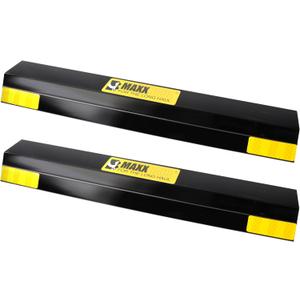 MaxxHaul 51034 16 in. Heavy Duty Car Parking Stoppers 2 Pack Easy Install 16" x 1.8" x 3.8" for Garage and Outdoor Car SUV Truck Eco Friendly Material Reflective Strips