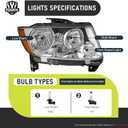 Headlights for 2011-2013 Jeep Grand Cherokee, 2011-2017 Jeep Compass