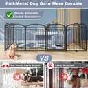 Full Metal Free Standing Dog Gate with Door for Indoor Outdoor,192'' Extra Wide 32'' Tall Dog Gates for Doorways,Large Openings,Decks,Freestanding Portable Pet Fence(8 Panels,Black)