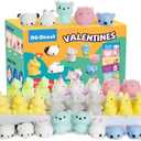 30 Packs Valentine's Day Cards with Mochi Squishy Toys, Mini Kawaii Stress Relief Squishy Toys Sets for Kids, Valentine's Day School Classroom Prizes, Valentine Exchange Gift