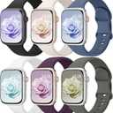 6 Pack Sport Bands Compatible with Apple Watch Bands 44mm/45mm/46mm/49mm/(42mm-series 3 2 1) for Women Men, Soft Wristband Silicone Sport Strap for iWatch Bands Series 11 10 9 8 7 6 5 4 3 2 1 Ultra SE