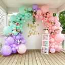 Pink Purple Mint Green Balloon Arch Kit Double Stuffed Pastel Balloons with Gold Butterflies for Baby Shower, Girl Birthday, Butterfly Theme, Baby in Bloom, Spring or Garden Party Decor