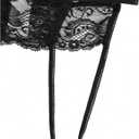 SOLY HUX Women's 2 Piece Lingerie Set Floral Lace Sexy Sheer Mesh Embroidered Garter Babydoll Wireless Bra and Panty Sets (Black, L)