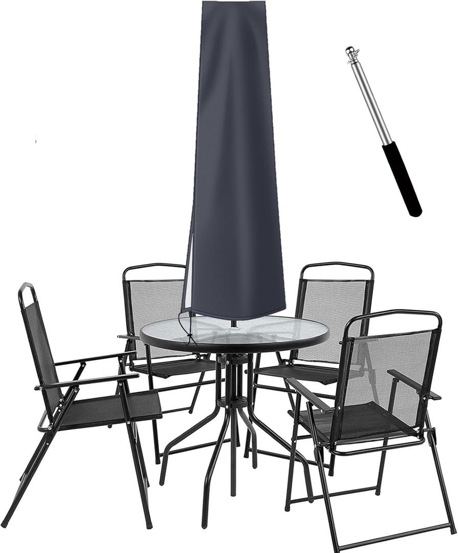 OKPOW Outdoor Umbrella Cover - Small Patio Cover for 6 ft to 9 ft Table Umbrellas - Waterproof Windproof Anti-UV Garden Parasol Covers, Dark Grey