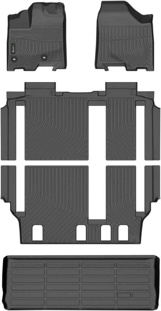 All Weather Floor Mats Custom for for Toyota Sienna 2020-2013 8 Seater Floor Mats Cargo Liner Trunk Carpet All Weather Heavy Duty TPE Waterproof Anti-Slip Accessories