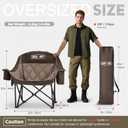 Overmont Oversized XL Camping Chair for Adults - 400lbs Support Heavy-Duty Padded Folding Chair with Side Pocket Cup Holder Cooling Bag for Outdoor Sports Garden Beach Fishing Lawn Khaki, 1pc