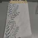 Laolitou Spring Table Cloth Rectangle Table, Embroidery Heavy Duty Cotton Linen Tablecloth, Farmhouse Rustic Waterproof Wrinkle Free Tablecloths with Tassels, Blue Fern, 5575 Inch