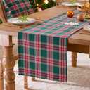 Green Christmas Tartan Plaid Table Runners 108 Inches Long, Christmas Green Buffalo Plaid Dining Table Runner for Home Kitchen, Classic Kitchen Decorations for Winter Holiday (13x108, 1 Pack)
