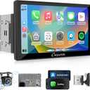 Carpuride Double Din Car Stereo with CarPlay and Android Auto Car Radio 9" HD Floating Touchscreen Car Audio Receivers with Bluetooth, EQ Subwoofer, Mirror Link, SWC, Backup Camera, AUX, AM/FM Radio