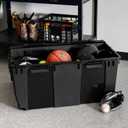 IRIS USA 2-Pack 32 Gal Heavy Duty Rolling Storage Totes with lids, Black | Integrated wheels make transporting heavy loads easier, Great for garages, workshops, camping gear and large equipment