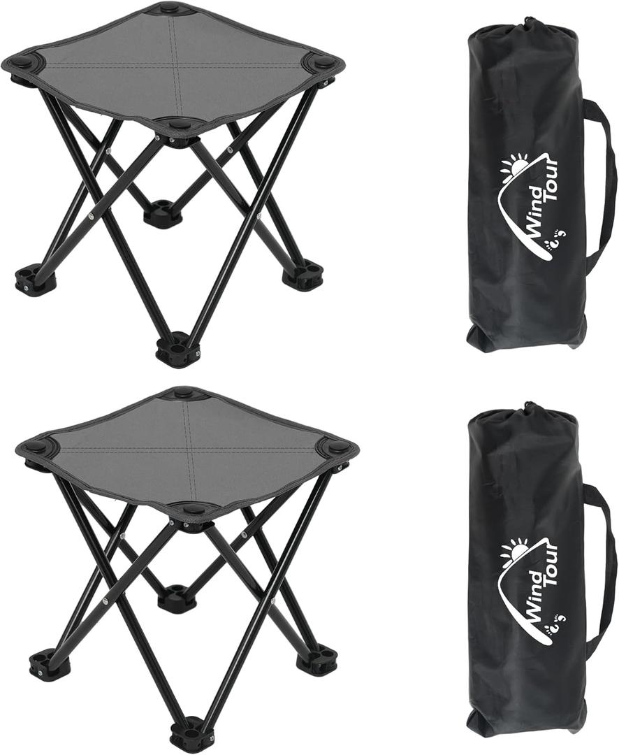 Wind Tour Portable Folding Camping Stool Outdoor Camping Lightweight Samll Chair for Fishing Hiking Gardening and Beach with Carry Bag (Grey2)