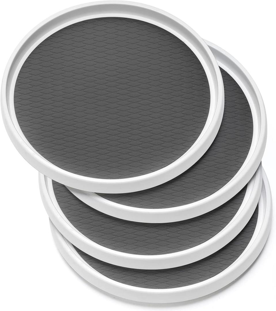 Set of 4, 10 Inch Non-Skid Lazy Susan Organizers - Turntable Rack for Cabinet, Pantry Organization and Storage, Kitchen, Fridge, Bathroom Makeup Vanity Countertop, Under Sink Organizing, Spice Rack (10inch - 4 Pack)