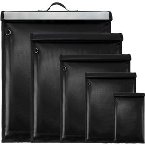 5 Pack Faraday Bags, Large Faraday Bag Emp Proof with Handle, Anti Tracking Faraday Cage for Phones & Laptops & Tablets & Radio & Car Keys, Fireproof & Waterproof Faraday Key Fob Protector