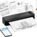 Portable Printers Wireless for Travel, A285M Small Inkless Thermal Printer, Bluetooth Mobile Printer Support 8.5" X 11" Letter & A4 Thermal Paper, Compatible with iPhone Laptop for Home Office Receipt (Black)