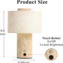 Marble Table Lamp, Rechargeable Touch Lamp, Travertine | Rechargeable cordless touch lamp with stepless dimming. Real marble base with linen shade for nightstands and desks.