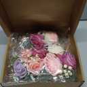 Wedding Cake Decorations Set, 3 Pcs Purple and Pink Artificial Cake Flower Toppers with 20 Gold and Silver Ball Picks, Non-Edible Decor for Engagement Bridal Shower Anniversary Parties