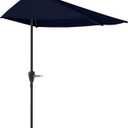 Half Umbrella Outdoor Patio Shade - 9 ft Patio Umbrella with Easy Crank - Small Canopy for Balcony, Table, or Deck by Pure Garden (Navy Blue)