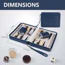 Magnetic Travel Backgammon Set, Portable PU Leather Backgammon Board Game, 9 Inch Classic Strategy Game for Adult Teens, Folding Backgammon Board with 32 Wooden Pieces and 5 Dices, Navy Blue